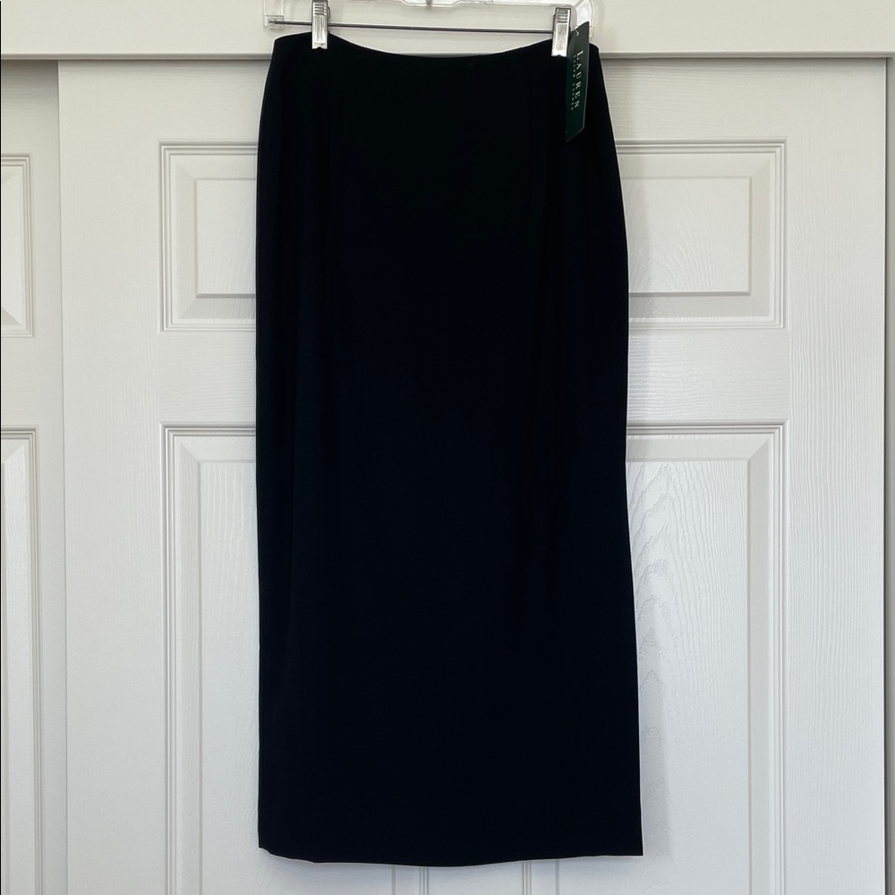 NWT LAUREN Ralph Lauren Black Pencil Midi/Maxi Skirt Women's 8